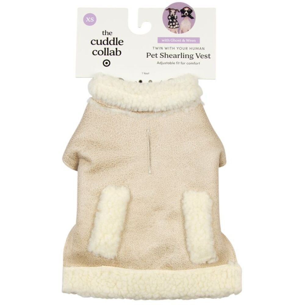 The Cuddle Collab Pet Dog Shearling Sherpa Vest Tan, XS